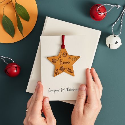 Personalised Engraved Star Keepsake Christmas Card