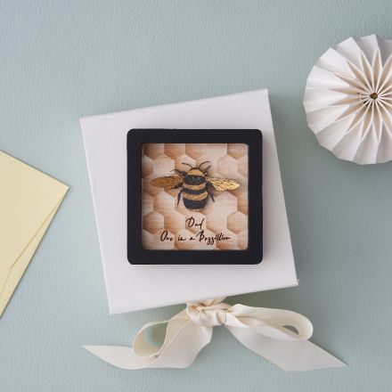 Miniature 3D bee wall art with personalised engraved message.