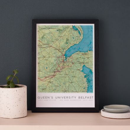 Belfast university map print gift