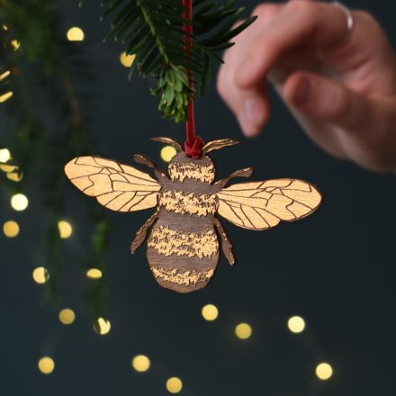 Handmade wooden gold bumblebee decoration