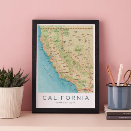 California map print in black box frame