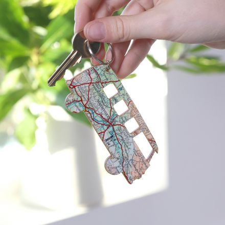 Pesonalised map location campervan keyring featuring map of Kent.