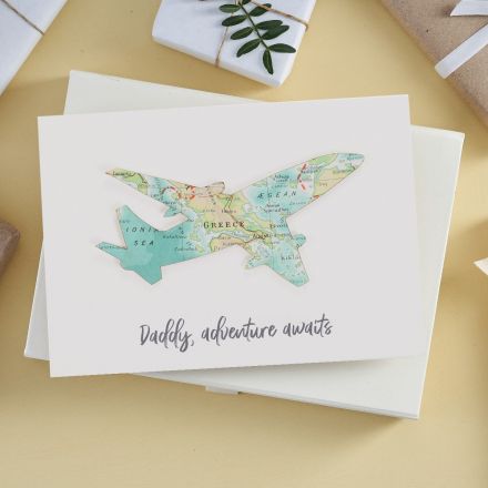 Personalised Fathers Day Map Aeroplane Card