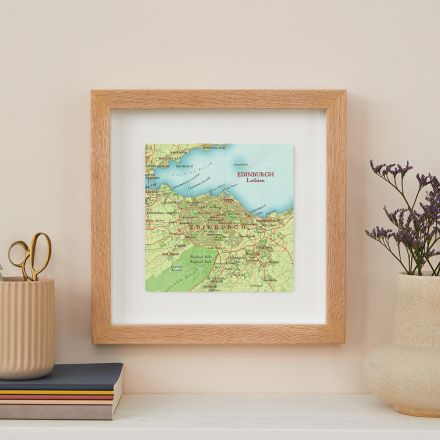 Edinburgh map wall art in oak frame