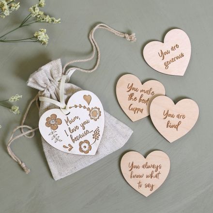 I Love You Because Personalised Heart Tokens