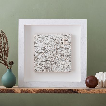 Hand Painted And Engraved Framed Map Block