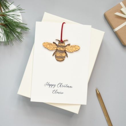 Personalised Keepsake Bumblebee Christmas Card