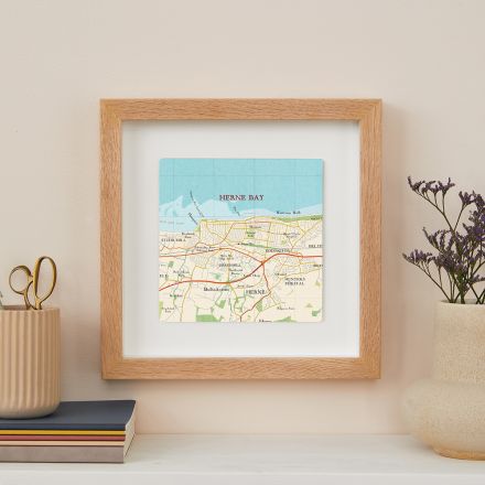 Kent map in oak box frame