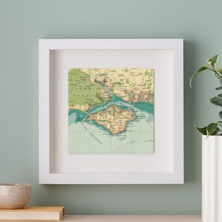 Isle of Wight map in white box frame