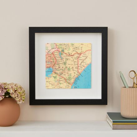 Kenya map print in black frame