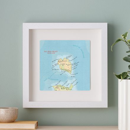 Ko Pha Ngan map in white frame