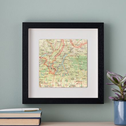 Lake como in black box frame