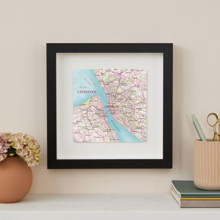 Liverpool map wall art in black frame