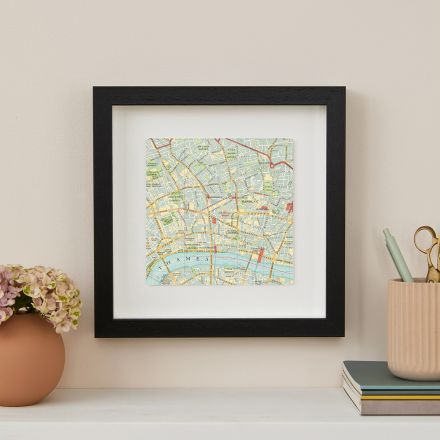 London map print in black frame