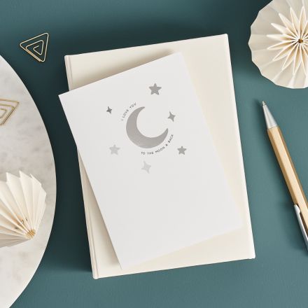 Moon and stars Printed Valentine's card