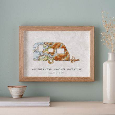 Personalised Map Caravan Father's Day Framed Gift