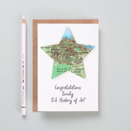 Personalised map star graduation card