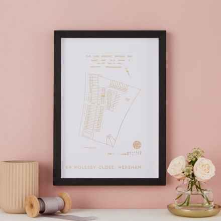 Personalised Land Registry Metallic Gold Print