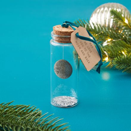 Moon in glass bottle with message tag