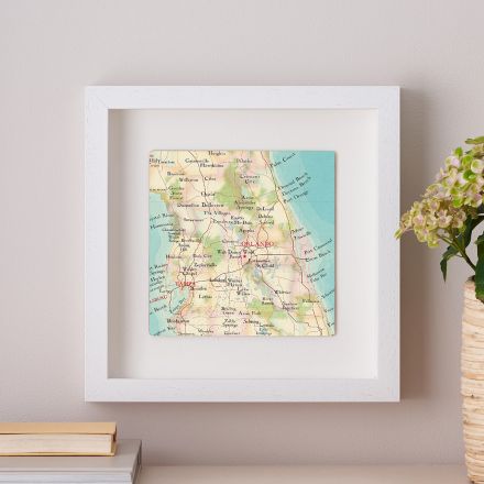 Orlando map print in white frame