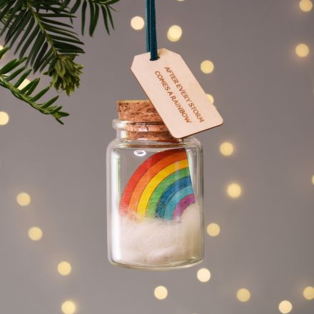 Glass bottle bauble Christmas decoration holding miniature universe