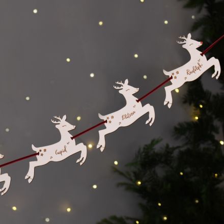 Wooden reindeer Christmas garland bunting