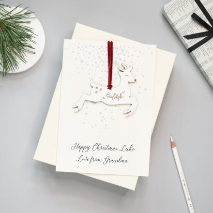 Personalised Engraved Keepsake Reindeer Christmas Card