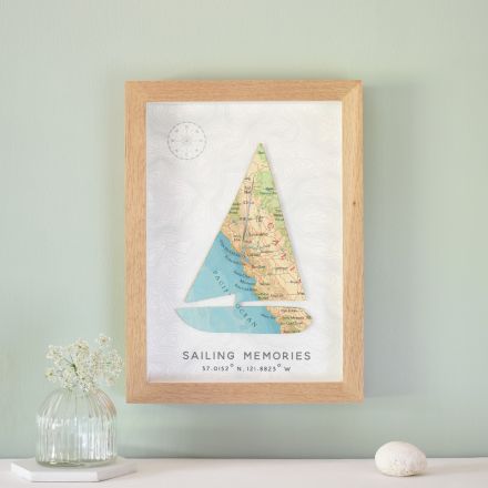 Sailing boat map wall art