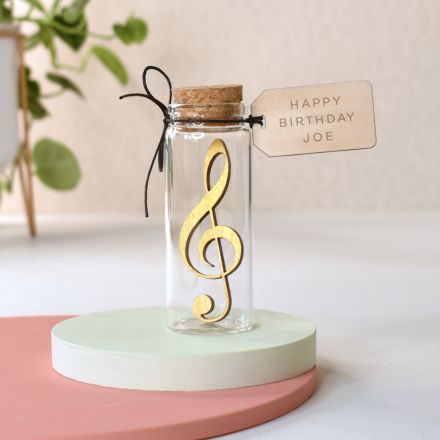 Treble Clef Personalised Message Bottle