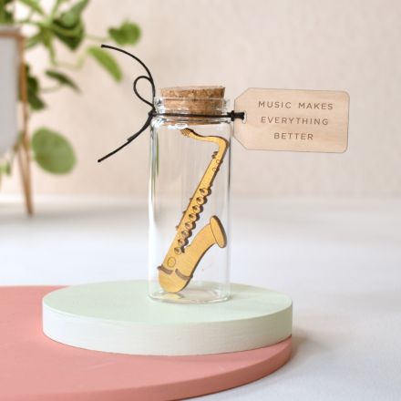 Saxophone Personalised Message Bottle Gift