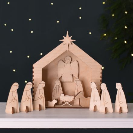 Scandi-style wooden nativity set