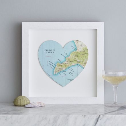 Sorrento and Positano Map Heart Print