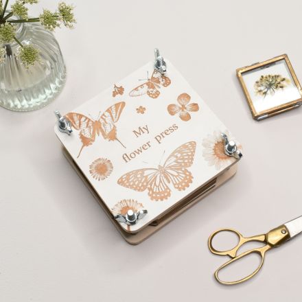 Personalised Engraved Butterfly Flower Press