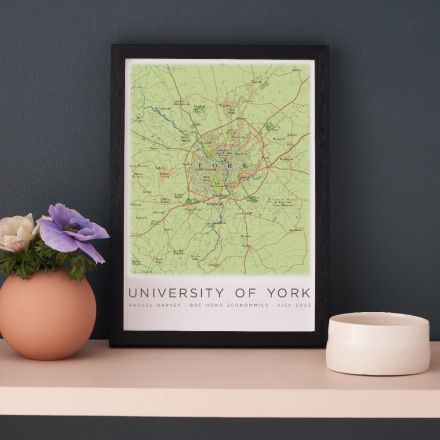 York map print in black box frame