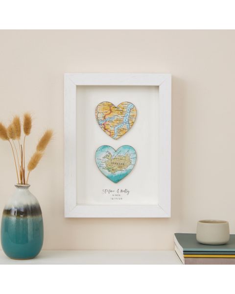 Custom Map Valentine's Gift 3D Hearts Wall Art