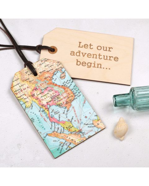Bombus wedding anniversary map gift luggage tag gift