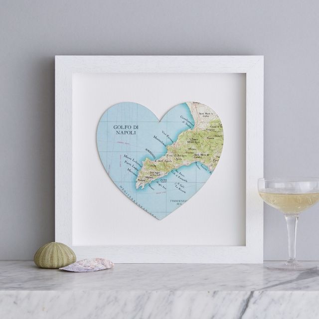 Positano Map Heart Print