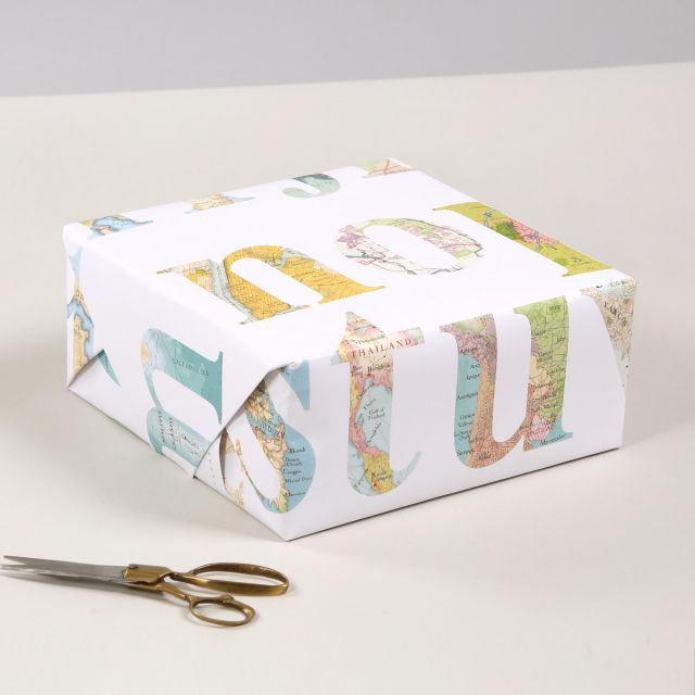 Map alphabet luxury wrapping paper