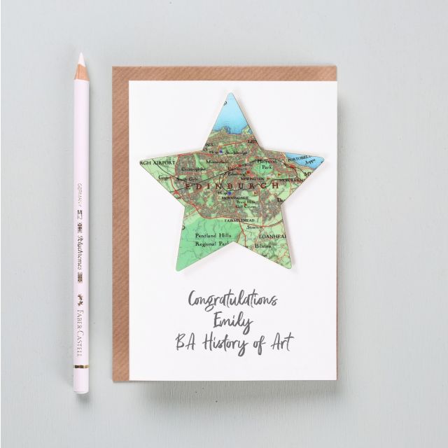 Personalised map star graduation card